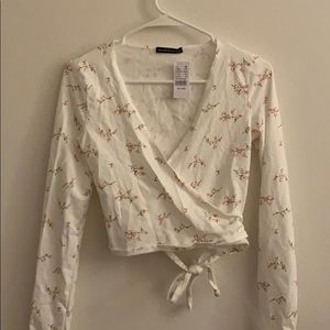brandy melville coco floral wrap top